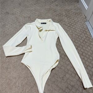 Zara Cream Long Sleeve Bodysuit
